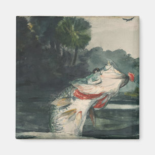 Imã Vintage Winslow Homer Black Bass do Tamanho da Vid