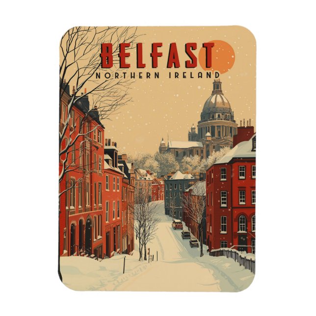 Ímã Vintage Winter Belfast Viagem (Vertical)