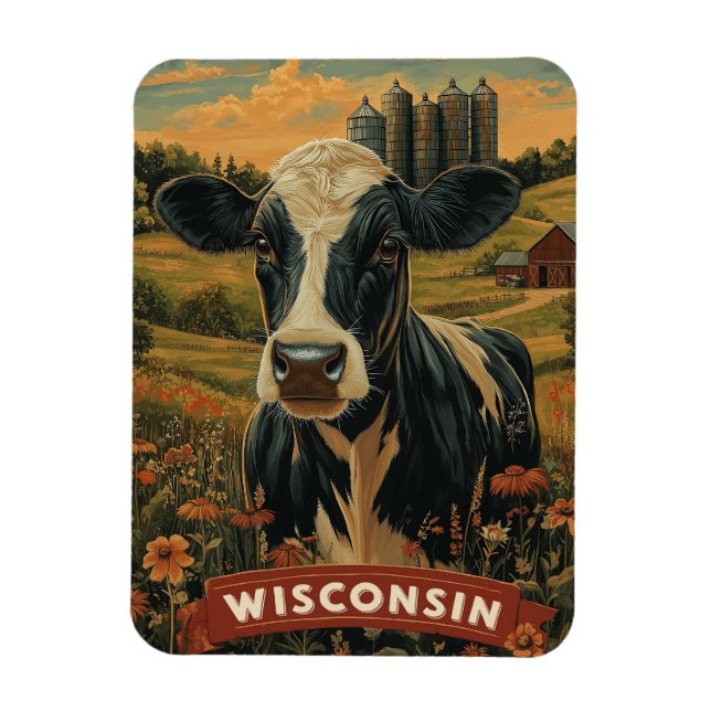 Ímã Vintage Wisconsin Espírito Patriótico (Vertical)