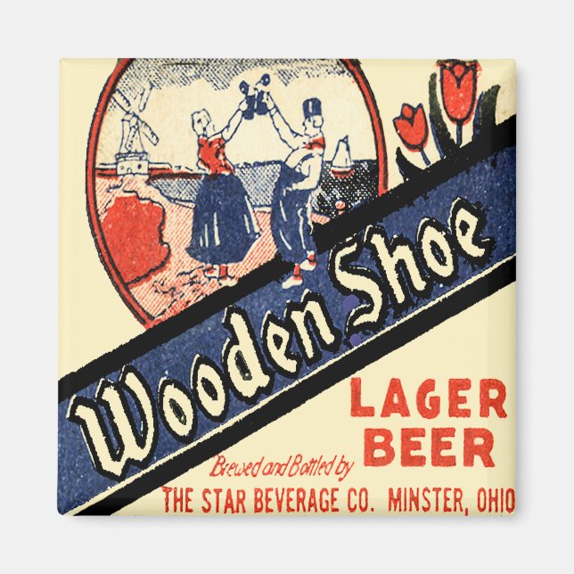 Imã Vintage Wooden Shoe Lager Beer Magnet (Frente)