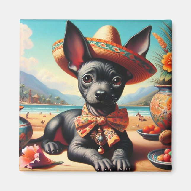 Imã Vintage Xoloitzcuintle (Frente)