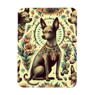Ímã Vintage Xoloitzcuintle Seamless