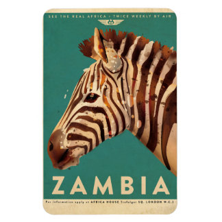 Ímã Vintage Zambia Zebra Viagem
