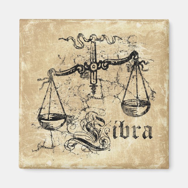 Imã Vintage Zodiac Libra (Frente)