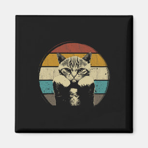 Imã Vintagem De Gatos Engraçados Com Luvas De Boxing