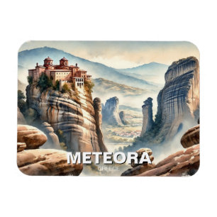 Ímã Vintagem de Paisagem da Grécia de Meteora