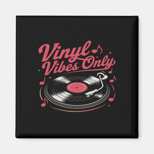 Imã Vinyl Vibes Apenas - Retro Record Player Design (Frente)