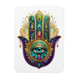 Ímã Violet Green Gold Petals Hamsa Turquoise Third Eye