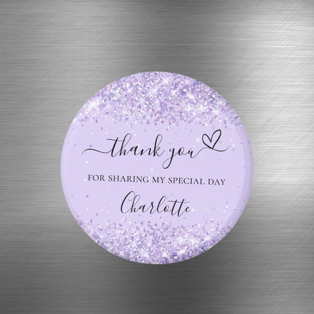 Imã Violet lavender confetti thank you heart (Criador carregado)