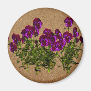 Imã Violetas roxas em floral de papel envelhecido