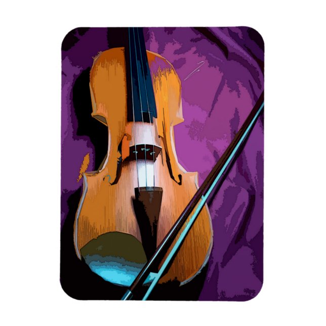 Ímã Violino Elegante no Imã de Foto da Seda Roxa (Vertical)