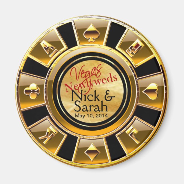 Imã VIP Dourado Black Sand Casino Favor do Chip (Frente)