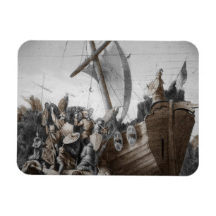 Ímã Viquingues que atacam um Longboat