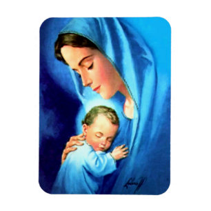 Ímã Virgem Abençoada Maria com Jesus bebê