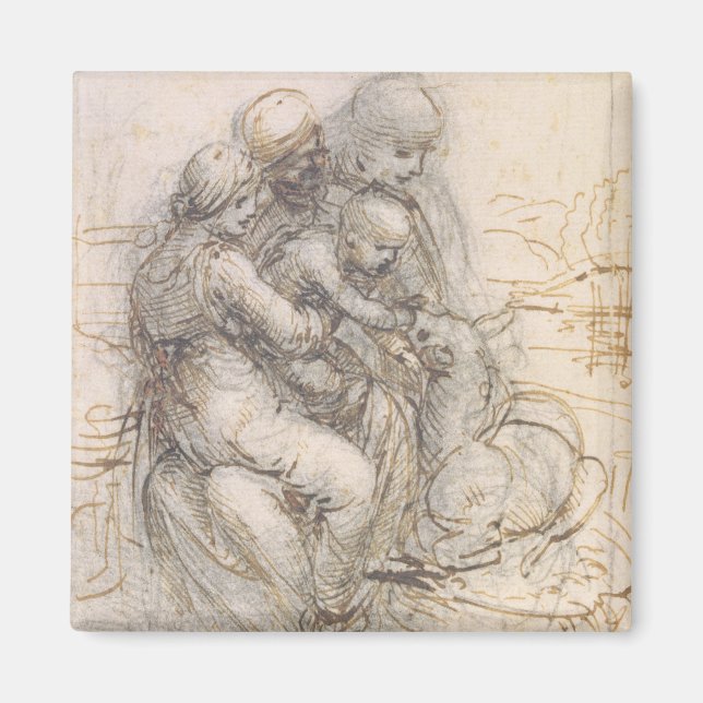 Imã Virgem e Criança com Ruas. Anne, c.1501-10 (caneta (Frente)