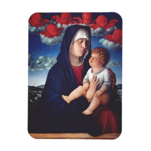Ímã Virgem Maria e Menino Arte Religiosa Clássica