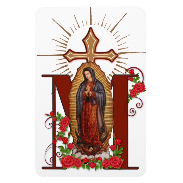 Ímã Virgin Guadalupe Católica Cruz Marian (Vertical)