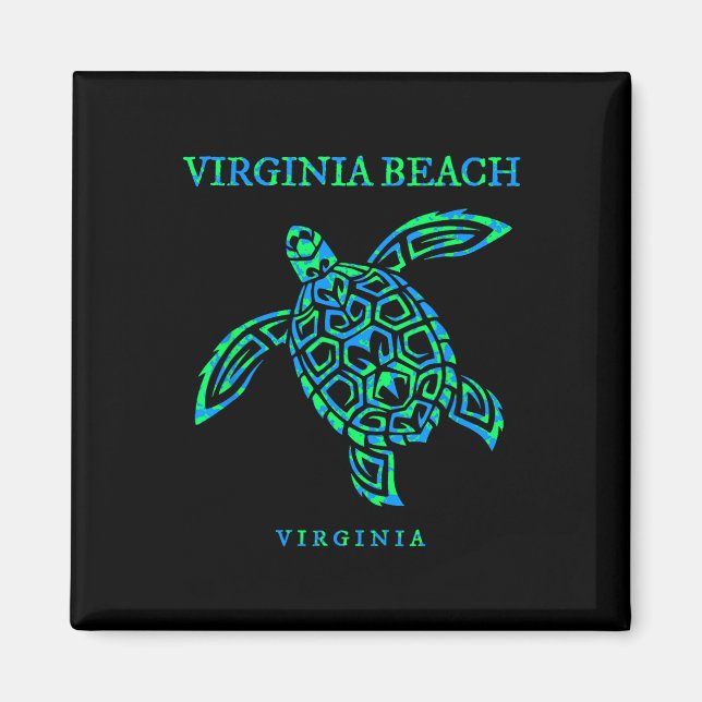 Imã Virginia Beach Sea Turtle Vactle Souven (Frente)