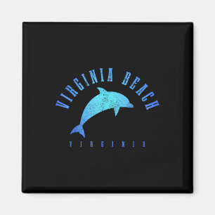 Imã Virginia Beach Vintage Dolphin Holiday