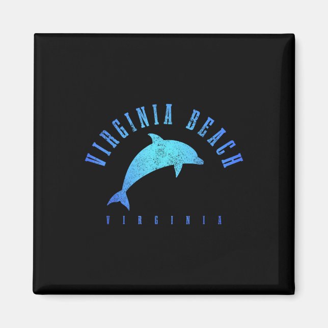 Imã Virginia Beach Vintage Dolphin Holiday (Frente)