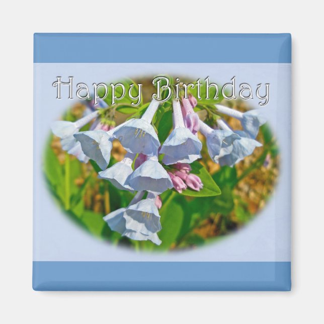 Imã Virginia Bluebells Happy Birthday - Item Coordenad (Frente)
