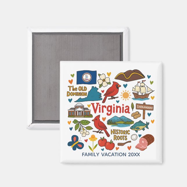 Imã Virginia Family Trip Keepsake Personalized (Front/Back)