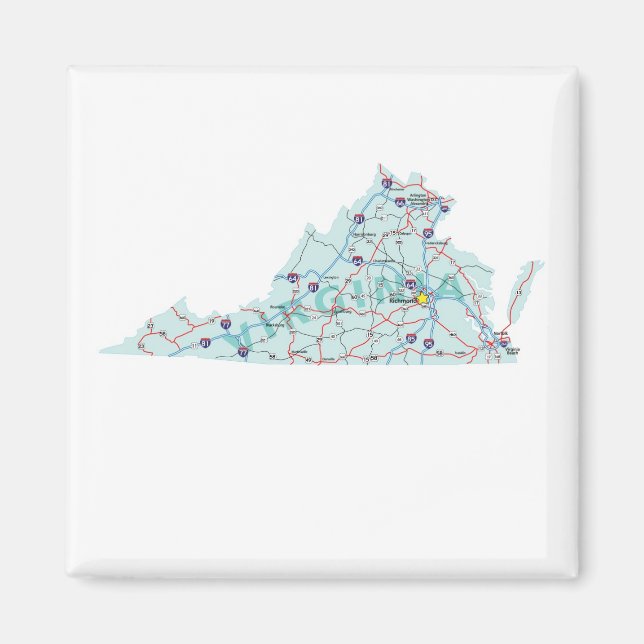 Imã Virginia Interstate Map Magnet (Frente)
