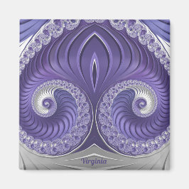 Imã VIRGINIA ~ Padrão Abstrato ~ Cinza Roxo Branco ~