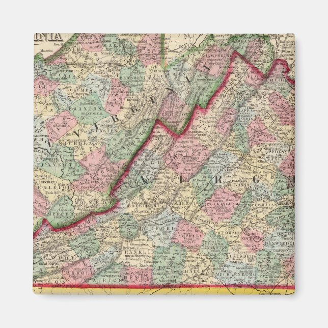 Imã Virginia, W Virginia Map de Mitchell (Frente)