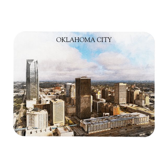 Ímã Visão Panorama da Cidade de Oklahoma (Horizontal)