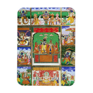 Ímã Vishnu no centro de seus dez avatars, Jaipur, R