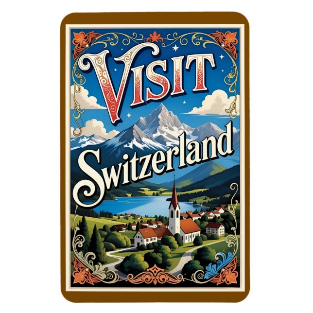 Ímã Visit Switzerland travel poster, (Vertical)