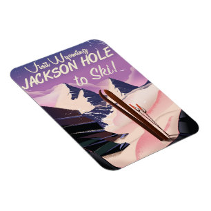 Ímã Visita Wyoming! Jackson Hole a esquiar poster de