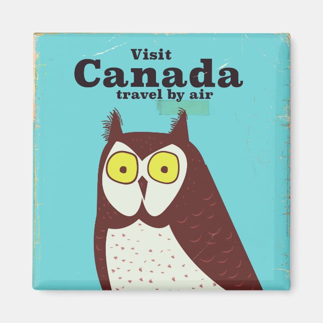 Imã Visite o pôster do Canada Owl (Frente)