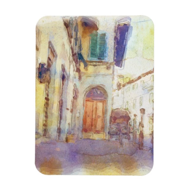 Ímã Visões de Florença feitas em aquarela artística (Vertical)