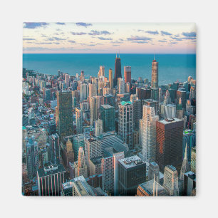 Imã Vista Aérea do Horizonte de Chicago Paisagem Urban