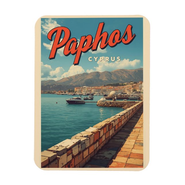 Ímã Vista da água de Pafos, presentes de lembrança de  (Vertical)