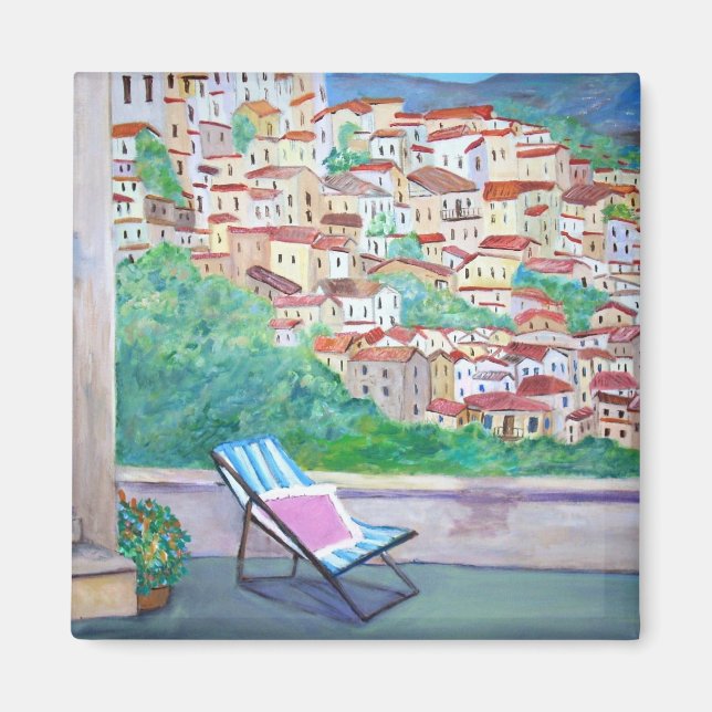 Imã Vista da aldeia de Apricale Magnet (Frente)