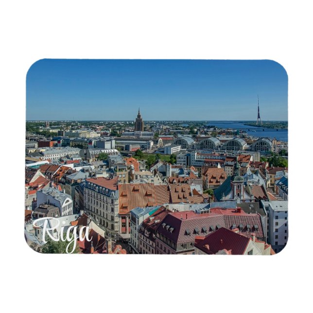 Ímã Vista da cidade antiga de Riga de cima (Horizontal)