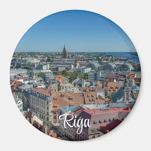 Imã Vista da cidade antiga de Riga de cima (Frente)