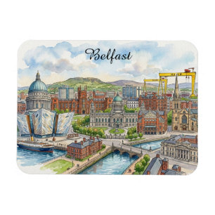 Ímã Vista da Cidade de Belfast Irlanda do Norte em Aqu