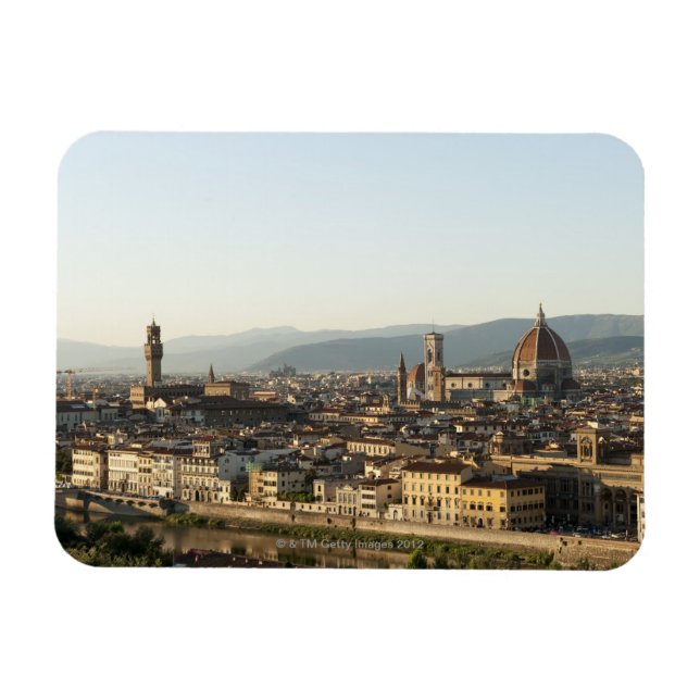 Ímã vista da florência com o rio Arno, Duomo, Ponte (Horizontal)