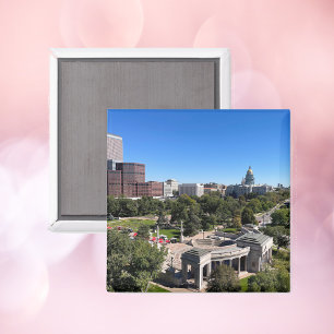 Imã Vista da Silhueta de Denver com o Capitólio Estadu