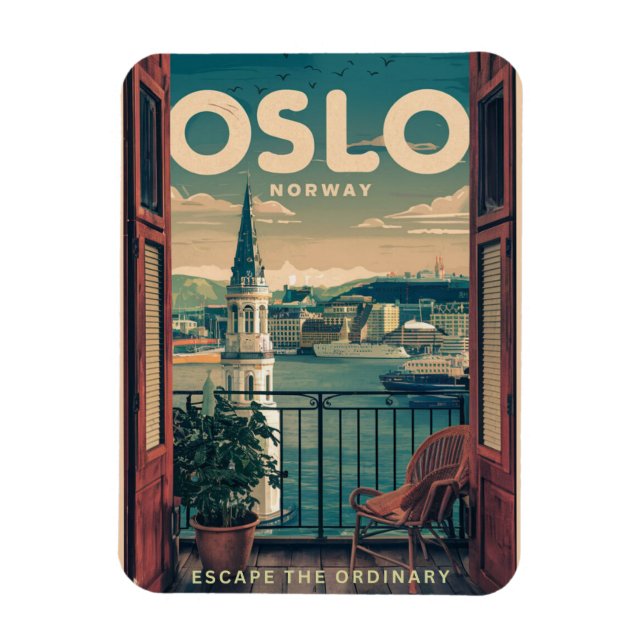 Ímã Vista da varanda de Oslo Noruega presentes e vinta (Vertical)
