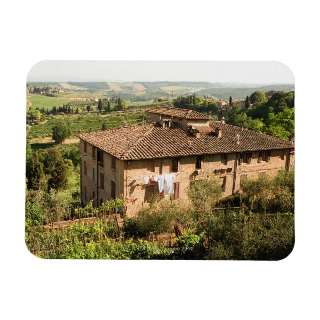 Ímã Vista de alto ângulo de um edifício, San Gimignano (Horizontal)