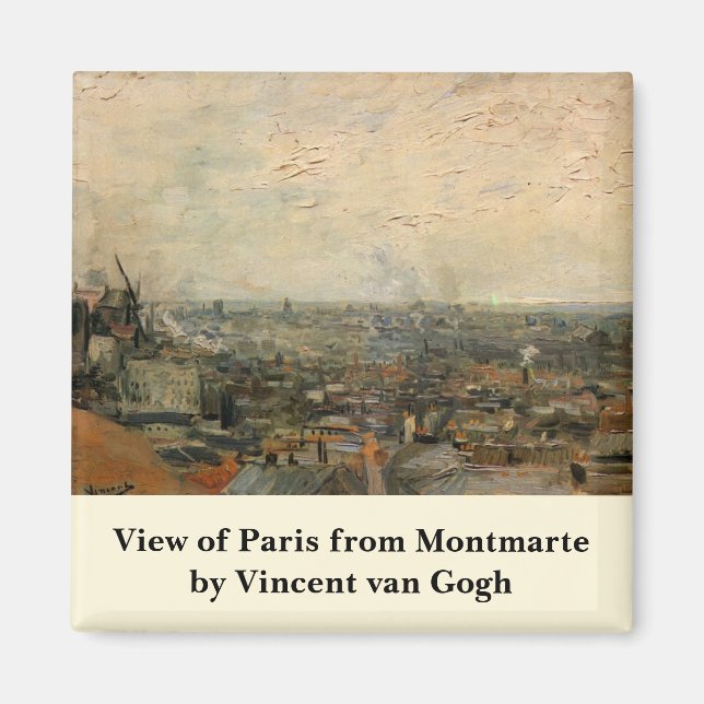 Imã Vista de Paris de Montmartre por Vincent van Gogh (Frente)