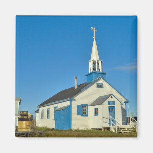 Imã Vista de uma igreja azul e branca na tribo Dene
