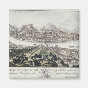 Imã Vista do capital e da fortaleza de Salzburg,