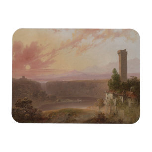 Ímã Vista do lago Nemi no por do sol