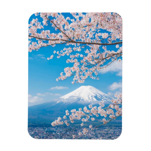 Ímã Vista do Monte Fuji com os Blossomas de Cereja (Vertical)